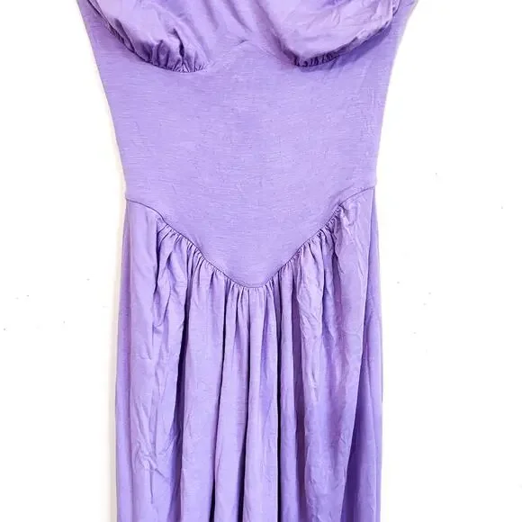 Natalie Rolt Violetta Milkmade Dress Size 0 Purple Bamboo One Shoulder Stretch